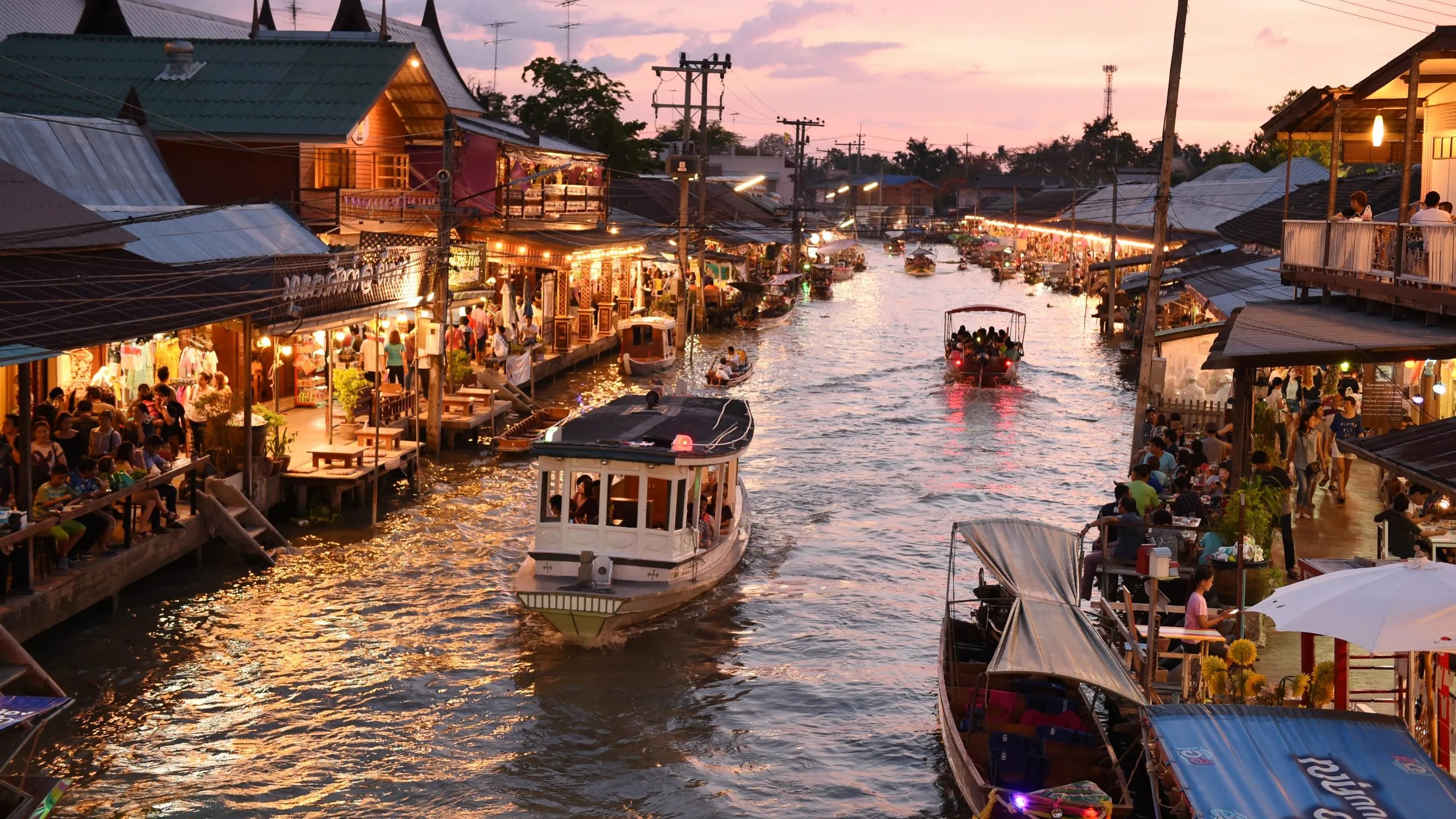 Floating Markets & Train Market & Thai Costume Tour By Car With Guide